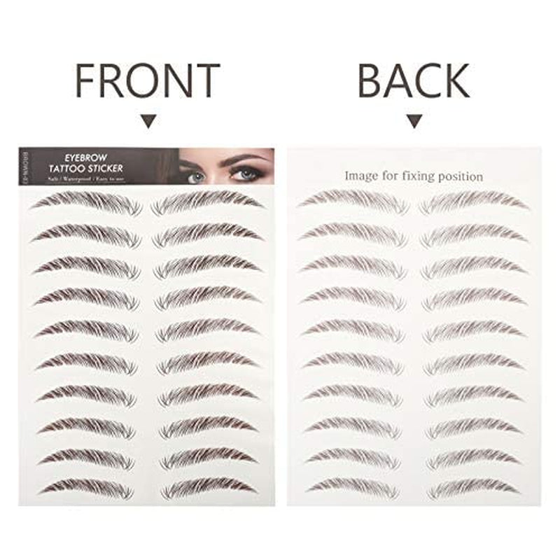 Eyebrow Tattoo Stickers – 5 Sheets of Waterproof Brown Stick-On Eyebrows for Women (Natural Look)