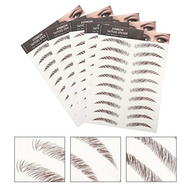 Eyebrow Tattoo Stickers – 5 Sheets of Waterproof Brown Stick-On Eyebrows for Women (Natural Look)