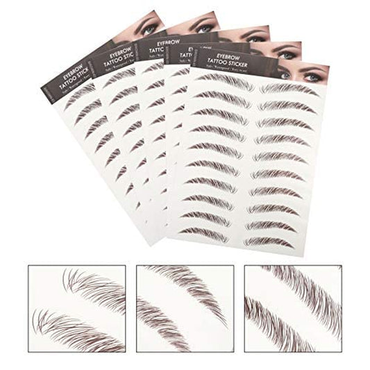 Eyebrow Tattoo Stickers – 5 Sheets of Waterproof Brown Stick-On Eyebrows for Women (Natural Look)