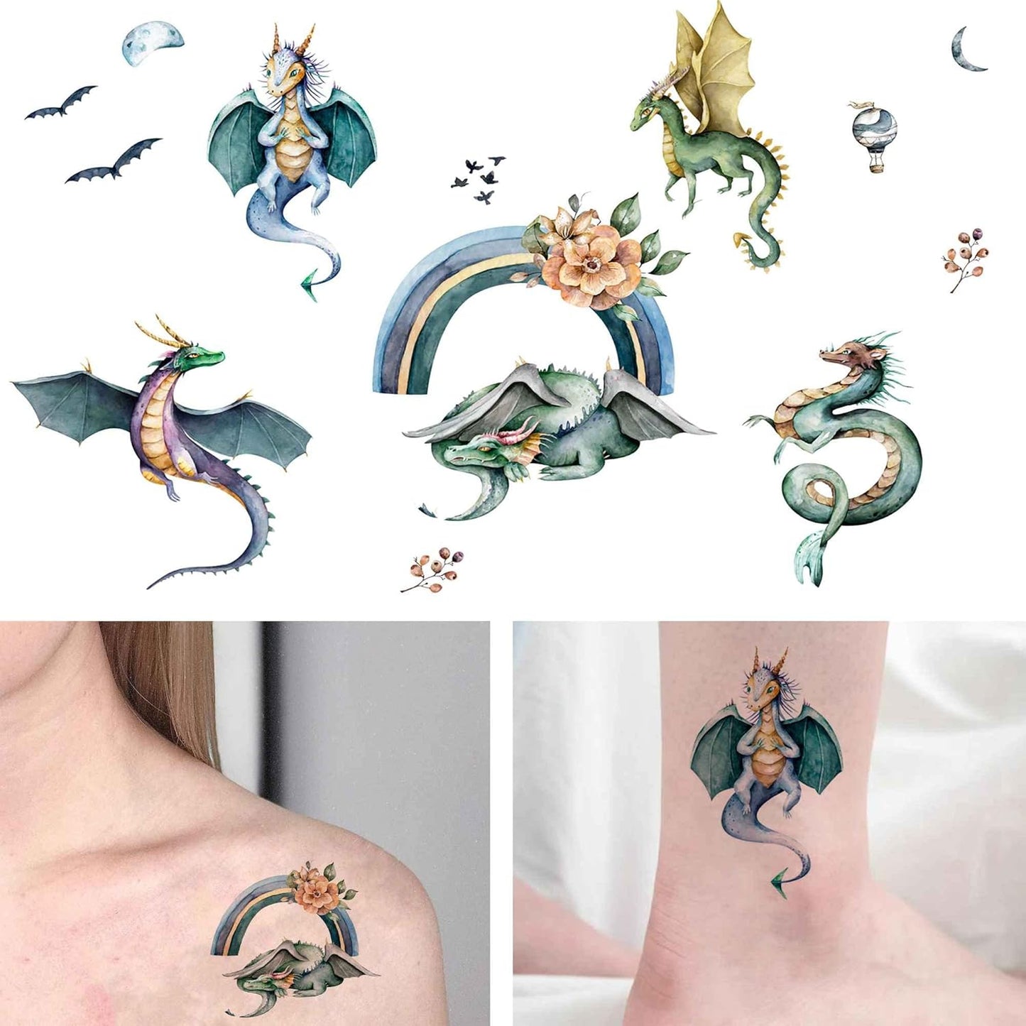 Dragon Temporary Tattoos – Bold Body Art for Arms, & Sleeves