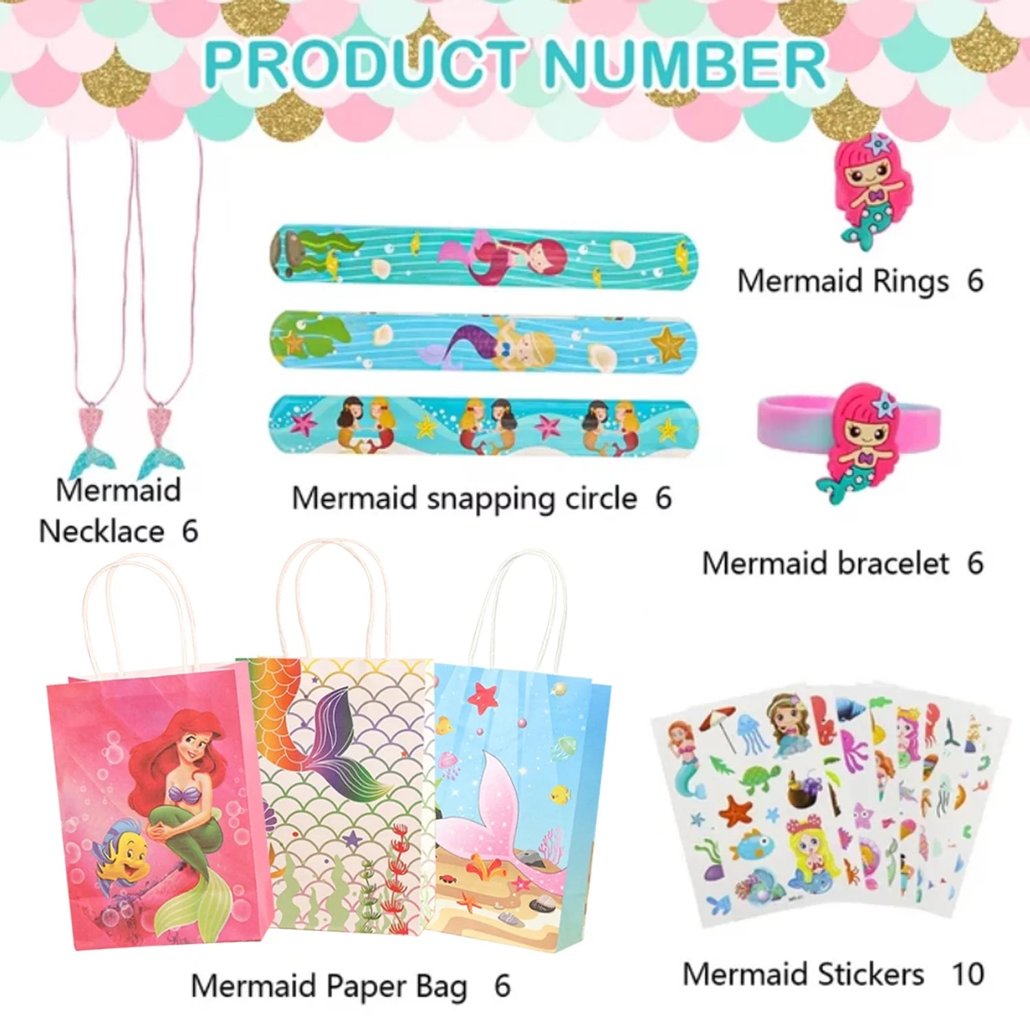 Mermaid Magic Party Pack – 40-Piece Favors Kit for Girls' Birthdays (for 6 Guests)