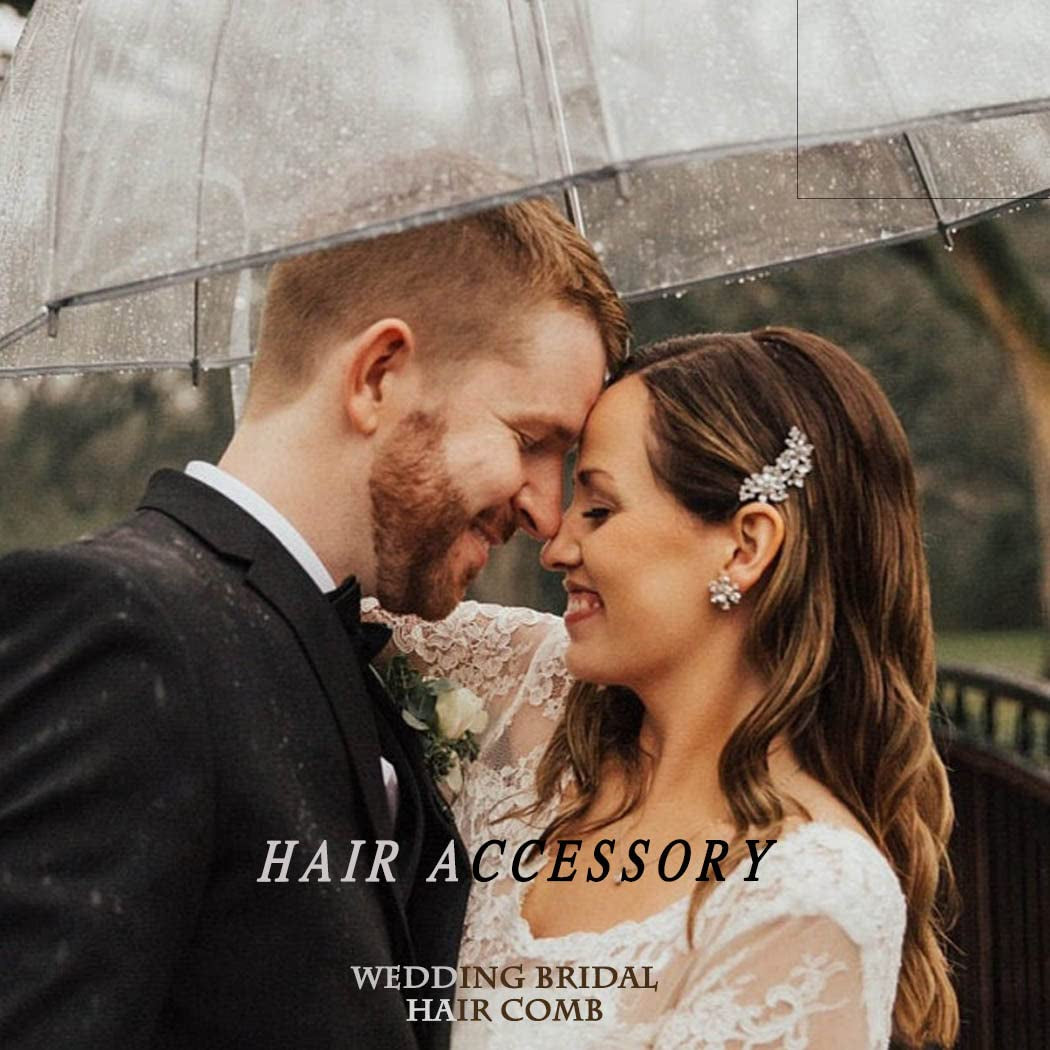 Bride Wedding Hair Comb Crystal Small Hair Piece Rhinestone Bridal Hair Side Comb Opal Gold Hair Accessories for Women and Brides