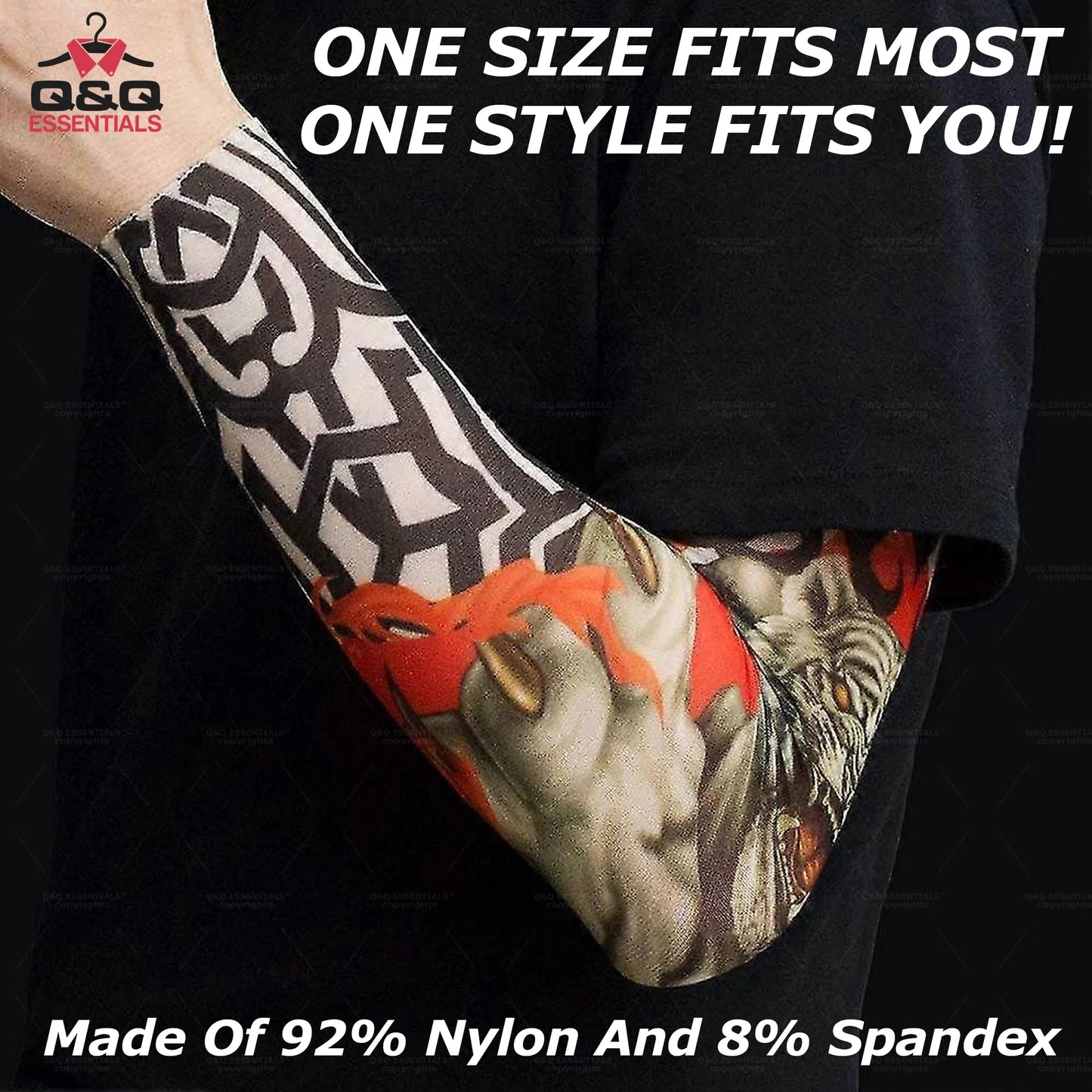 6-Pack Fake Temporary Tattoo Sleeves – Full Arm Slip-On UV Protection | Lifelike Tattoo Designs | Sunscreen Arm Covers for Men & Women