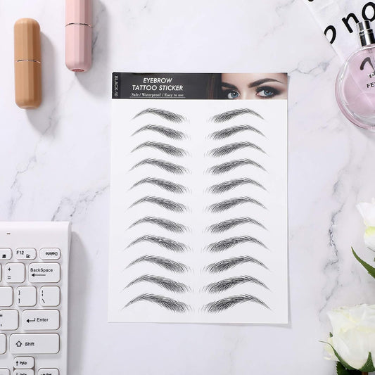 Waterproof 4D Eyebrow Tattoo Stickers – 12 Sheets, 108 Pairs of Hair-Like Temporary Eyebrows (Classic Style)