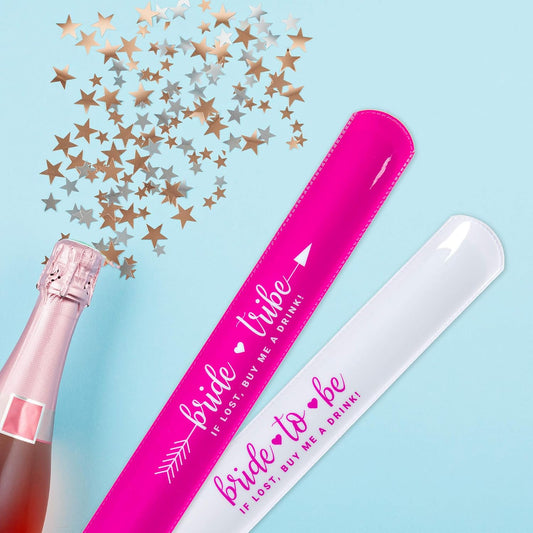 Bachelorette Slap Bracelets – 11 Pack | Bride Tribe Party Favors | Pink Bachelorette Accessories for Bride & Bridesmaids