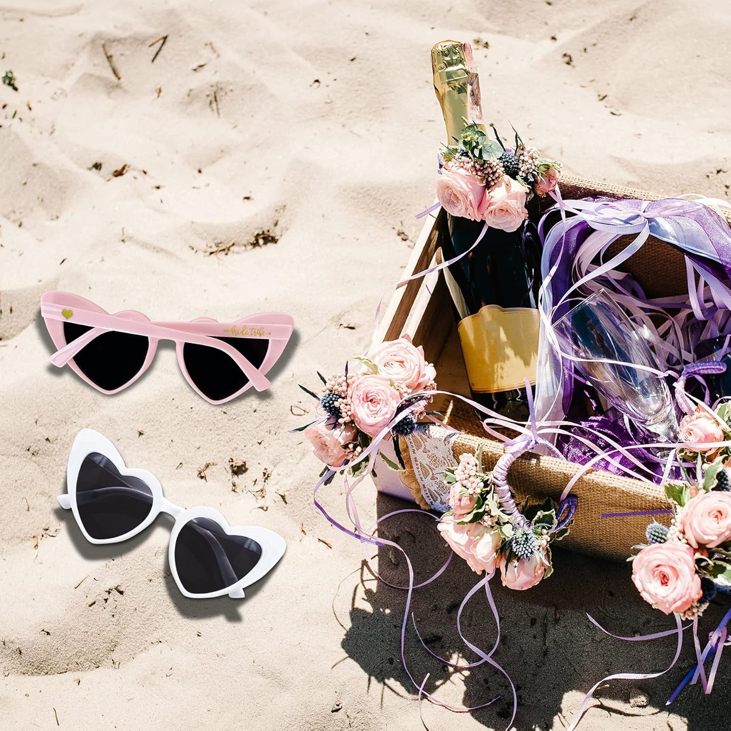 10-Pack Retro Heart Sunglasses – Bachelorette Party Favors, Bridal Shower & Bridesmaid Gifts | Fun Wedding Accessories