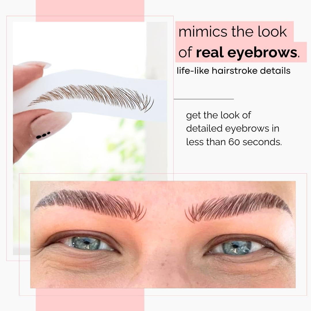Temporary Eyebrow Tattoos – Waterproof Hair-Like Peel-Off Brow Stickers (Medium Brown, Variety Pack)