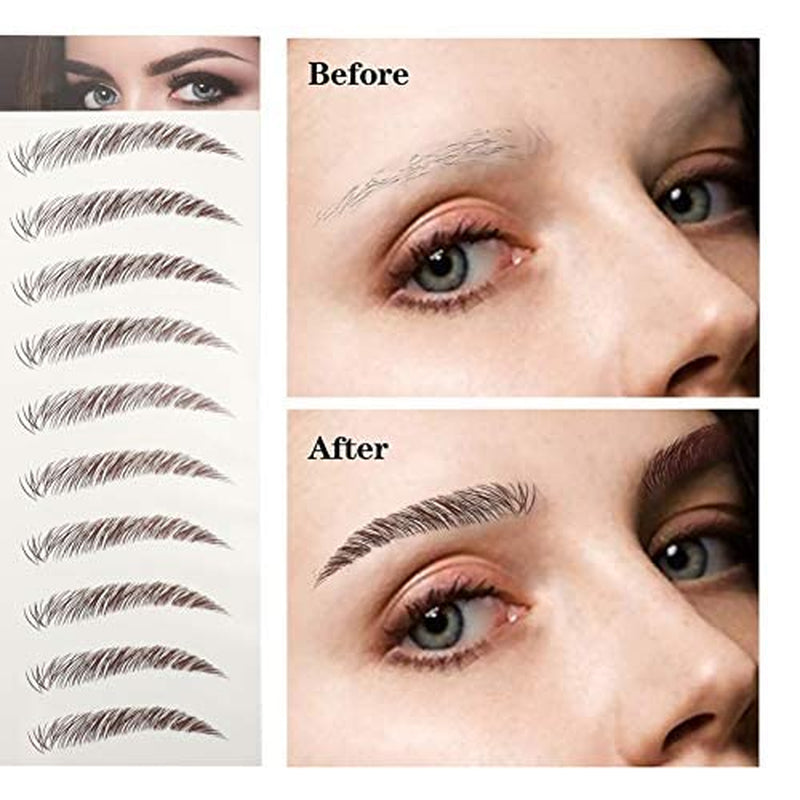 Eyebrow Tattoo Stickers – 5 Sheets of Waterproof Brown Stick-On Eyebrows for Women (Natural Look)