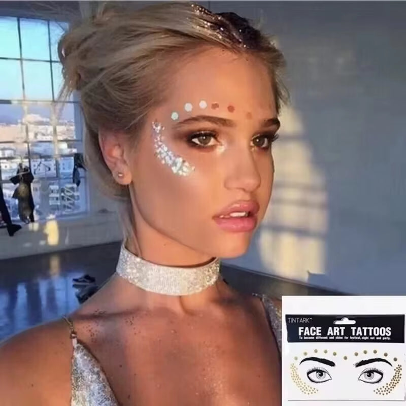 Golden Freckles Face Stickers – Glitter Face Tattoos for Festivals, Bachelorette & Party Makeup | Bright Freckle Face Jewels & Gems Decoration