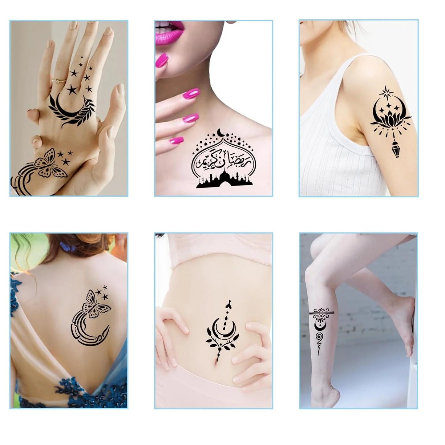 Henna Glow Stencil Set – 16 Sheets of Reusable Tattoo Stencils for Women & Girls