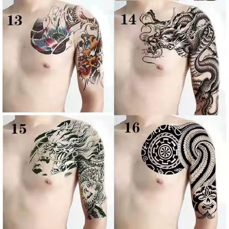 Shoulder & Upper Chest Temporary Tattoos – Japanese & Tribal Designs for Men | Waterproof Body Art | Long-Lasting & Bold