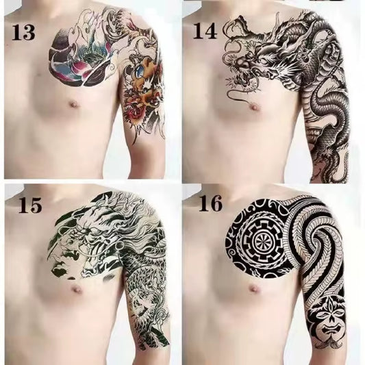 Shoulder & Upper Chest Temporary Tattoos – Japanese & Tribal Designs for Men | Waterproof Body Art | Long-Lasting & Bold