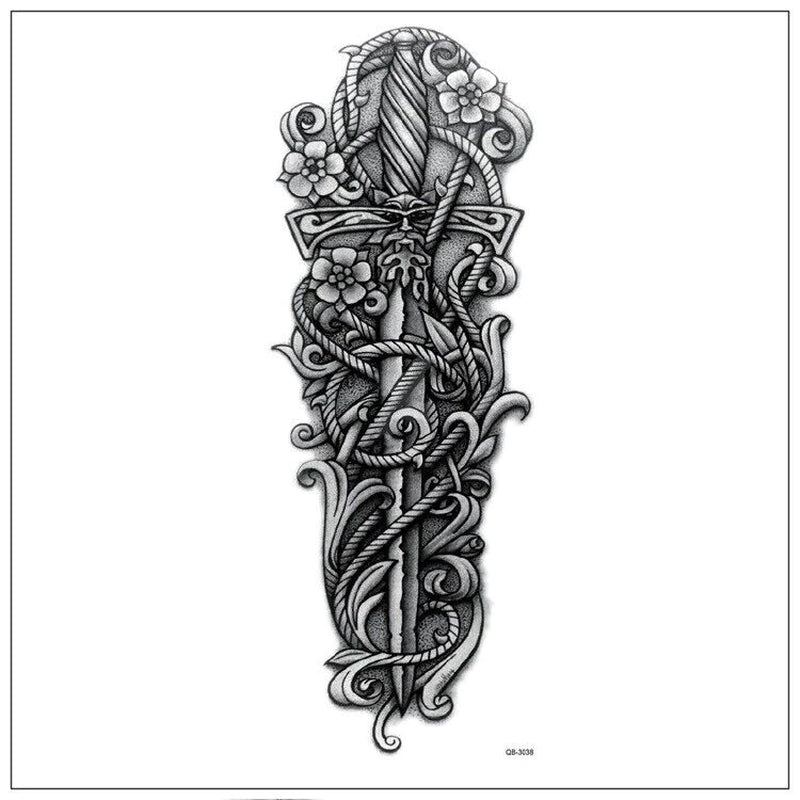5-Piece Large Temporary Tattoo Sleeves – Waterproof, Full Arm Body Art for Men & Women | Skulls, Roosters & Swords