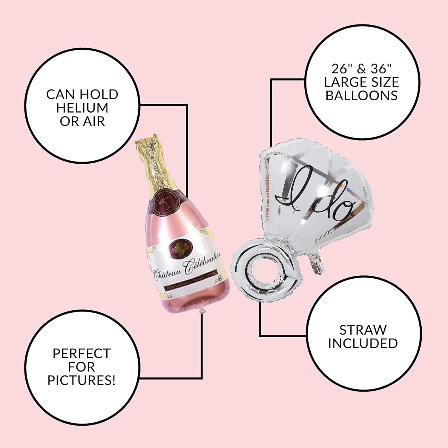 28-Piece Rose Gold Bachelorette Party Decorations Kit – Balloons, Sash, Foil Curtain & More for Bridal Shower & Engagement