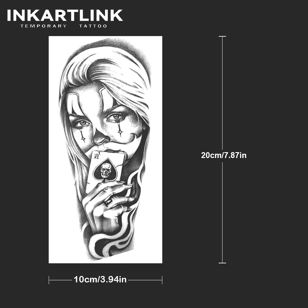 Poker Clown Semi-Permanent Tattoo – Waterproof Female Joker Design