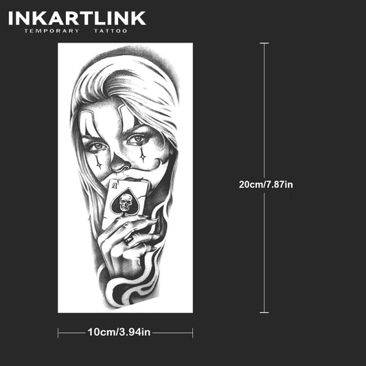 Poker Clown Semi-Permanent Tattoo – Waterproof Female Joker Design