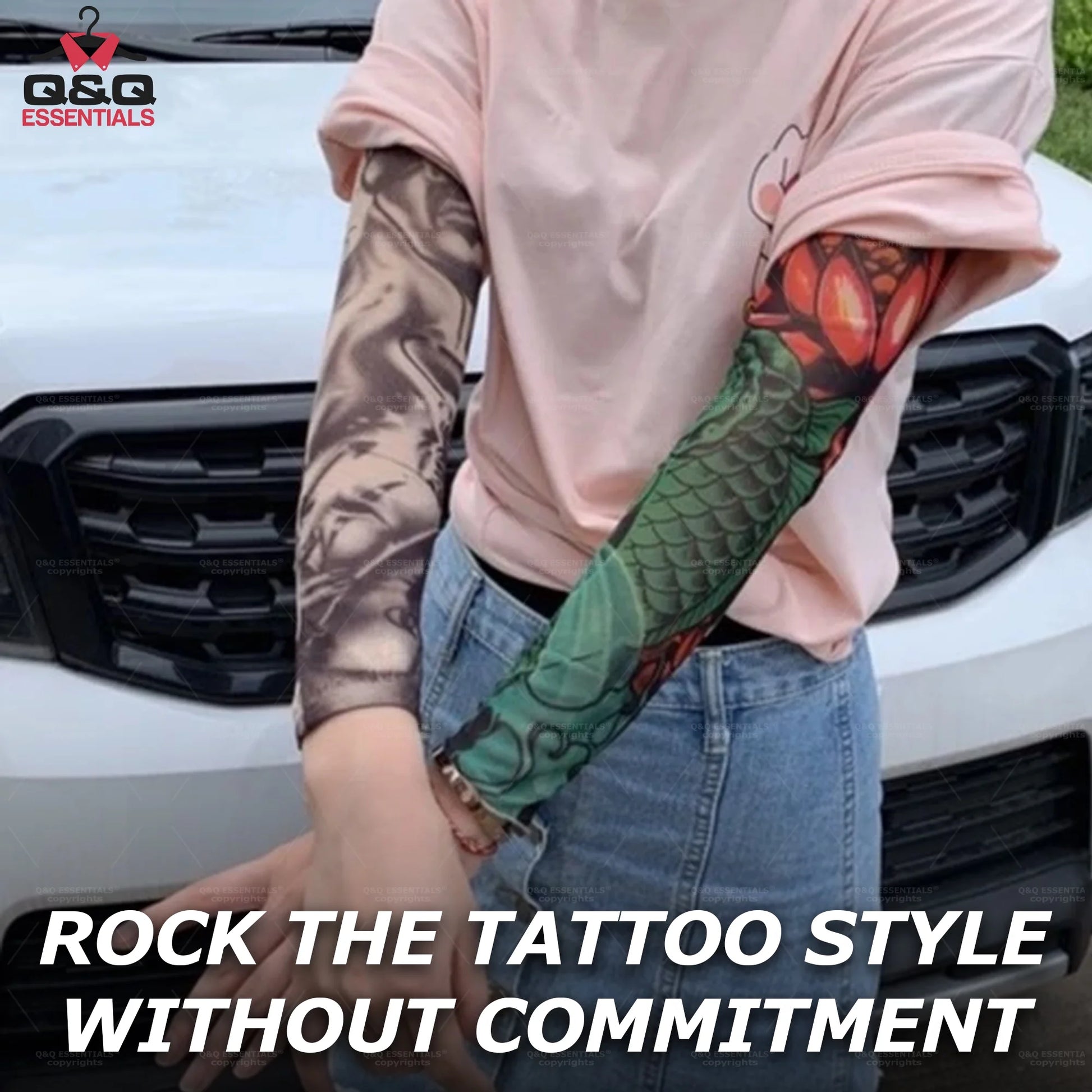 6-Pack Fake Temporary Tattoo Sleeves – Full Arm Slip-On UV Protection | Lifelike Tattoo Designs | Sunscreen Arm Covers for Men & Women