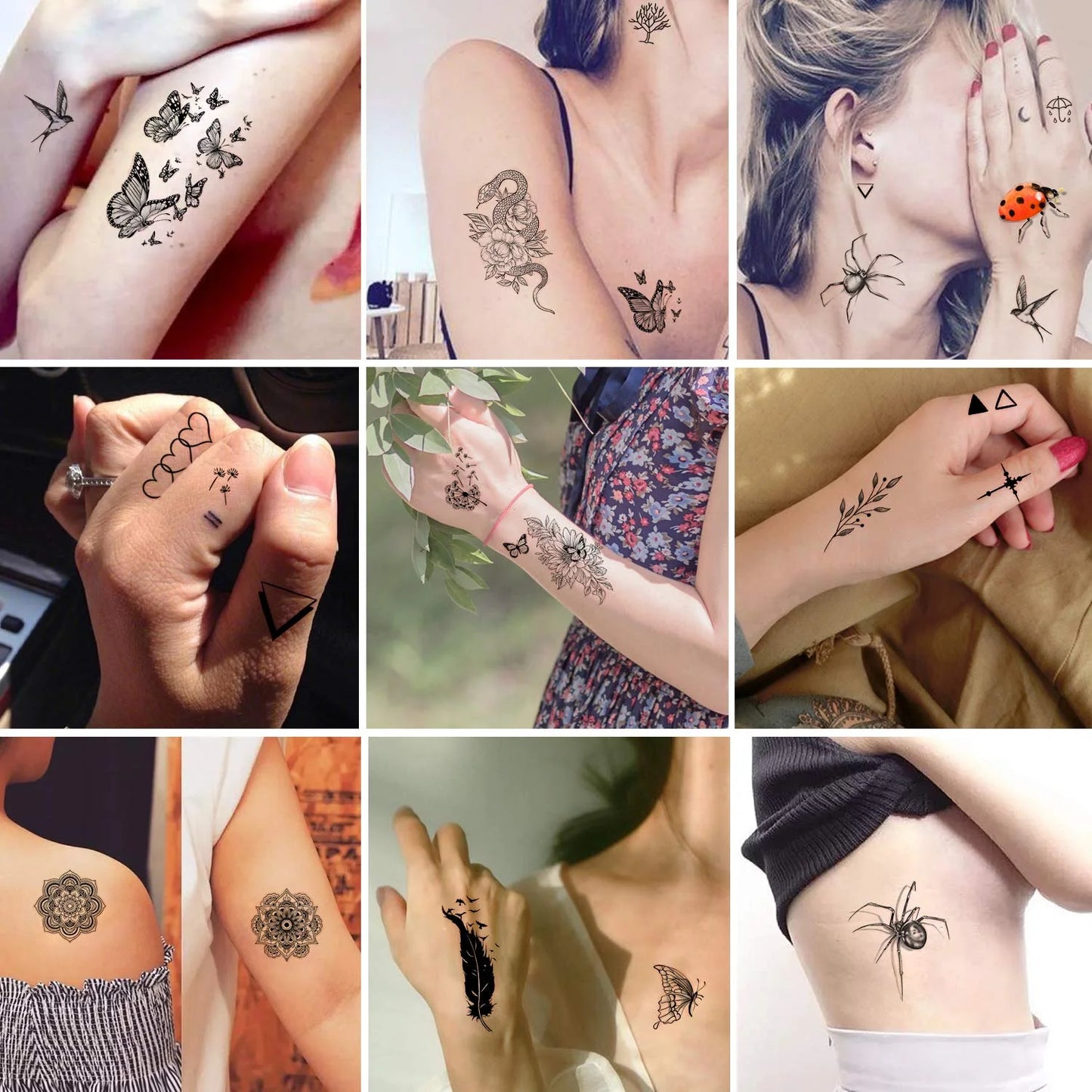 49 Sheets Flower Temporary Tattoos Sticker Large Sexy Flowers Butterfly Snake Waterproof Half Arm Fake Tattoo Sticker