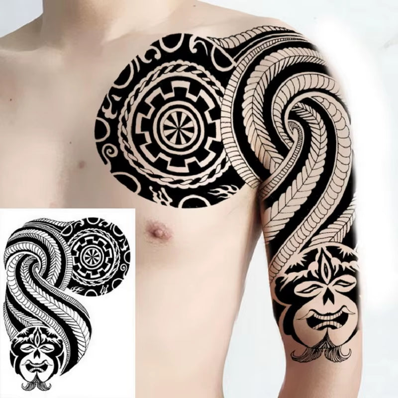 Shoulder & Upper Chest Temporary Tattoos – Japanese & Tribal Designs for Men | Waterproof Body Art | Long-Lasting & Bold