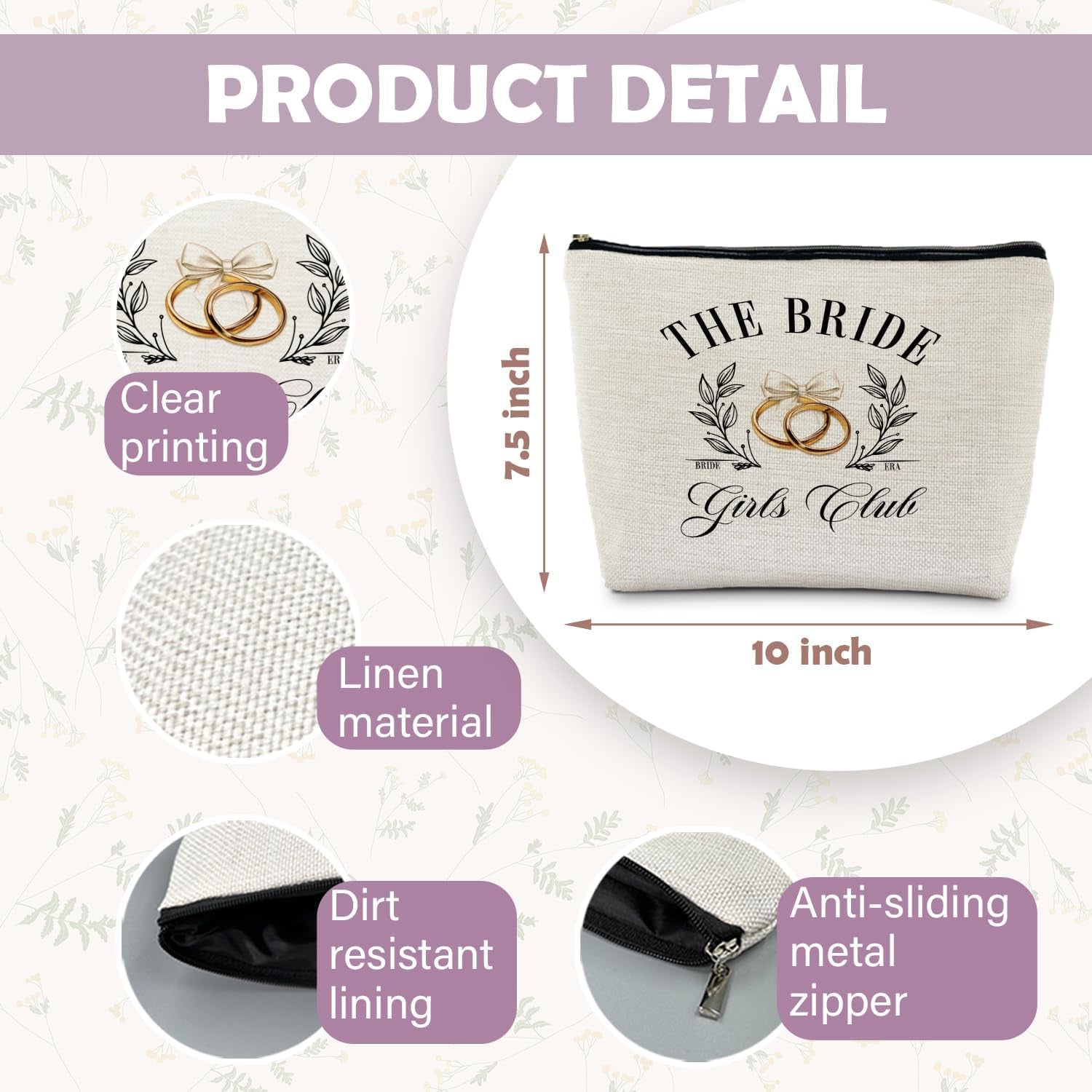 Bride Makeup Bag – Wedding Gift for Bride | Bridal Shower, Bachelorette Party & Bride-to-Be Cosmetic Bag