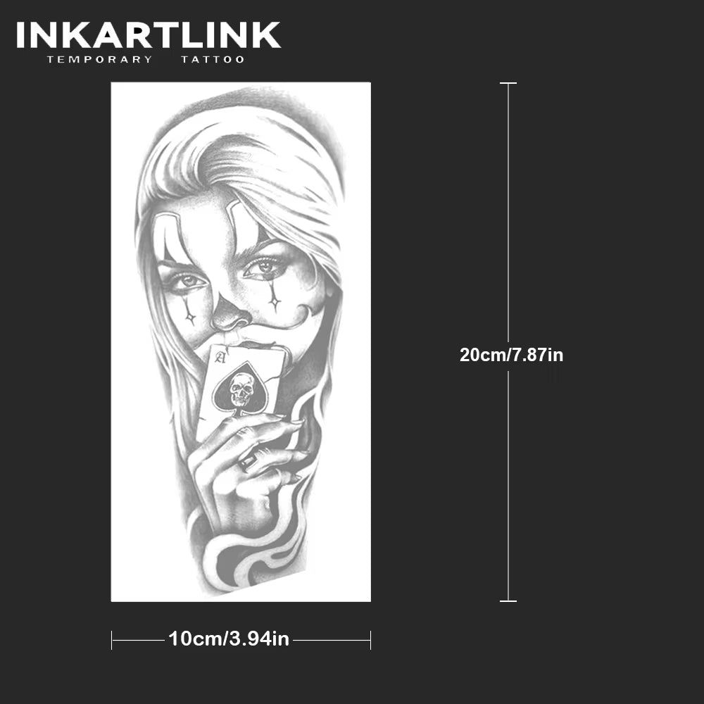 Poker Clown Semi-Permanent Tattoo – Waterproof Female Joker Design